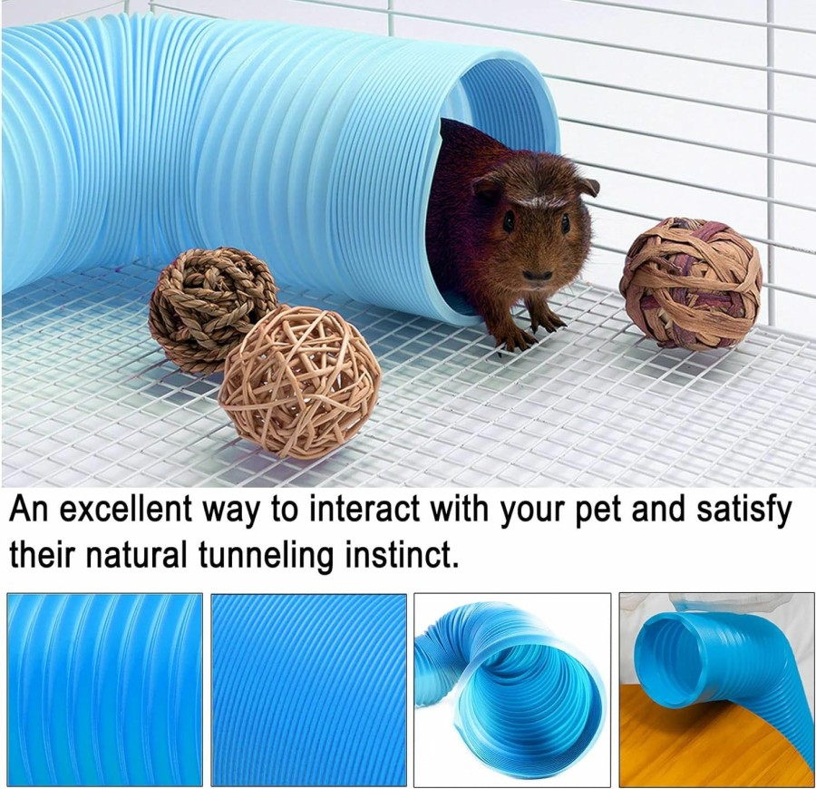 Small Animal kathson | Kathson 2 Pcs Hamster Tunnels Pet Plastic Tube Tunnel Fun Toys For Puzzle Exercising Hiding Training Or Gerbils, Guinea Pigs, Mice, Small Animals(Blue)