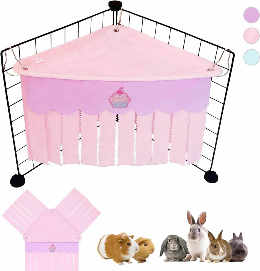 Small Animal VOZRELS | Vozrels Guinea Pig Corner Hideout With 3-Side Curtain, Cozy Fleece Guinea Pig Corner Hideaway Washable, Triangular Hammock For Rabbit, Bunny, Rat, Chinchilla And Small Animal Cage Accessories (Purple)