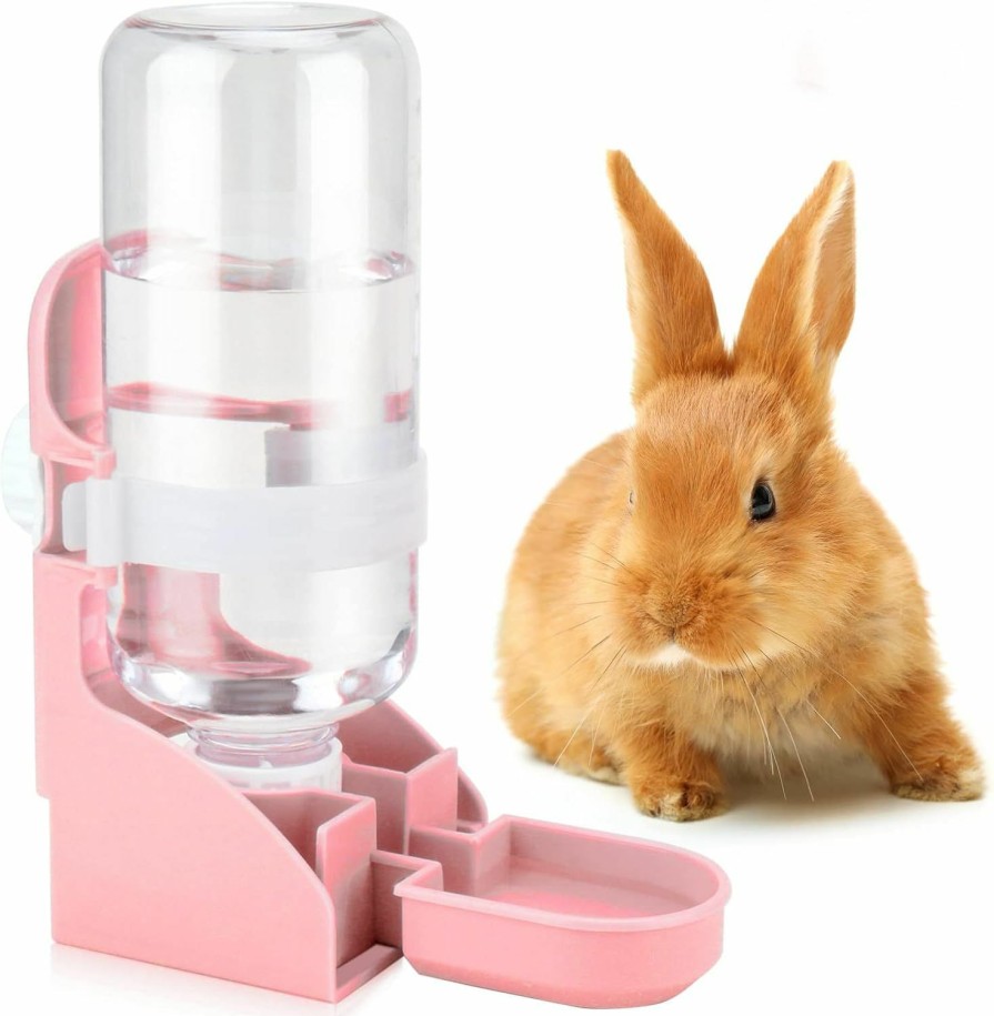 Small Animal Rypet | Rypet Rabbit Water Bottle No Drip - 17Oz Hanging Water Fountain Automatic Dispenser Pet Cage Water Feeder For Bunny Chinchilla Guinea Pig Hedgehog Ferret Pink