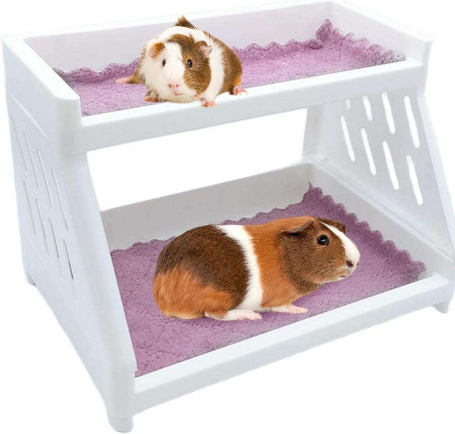 Small Animal Acsist | Acsist Guinea Pig Bunk Bed, Chinchillas Double Layer Bed With 2 Mats Corner Hideout Small Animal Bedding Toy Cage Accessories For Hamsters Hedgehogs Sugar Gliders 2 Pack