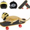 Small Animal Frienda | Frienda 4 Pieces Bearded Dragon Accessories Bearded Dragon Funny Toy Lizard Helmet Hat And Mini Skateboard For Lizard Bearded Dragon Hamster Parrot Reptile Small Animals