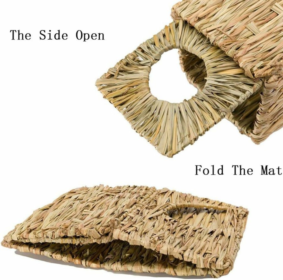 Small Animal Tfwadmx | Tfwadmx 2 Pack Rabbit Grass House - Natural Hand Woven Seagrass Play Hay Bed, Collapsible Hideaway Hut Toy For Bunny Hamster Guinea Pig Chinchilla Ferret