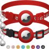 Small Animal LAFAYI | 2 Pack Airtag Cat Collar Breakaway With Bell,Reflective Kitten Collar With Apple Airtag Cat Collar Holder,Adjustable 7-12In,Safety Buckle For Girl Boy Cats,Pet Supplies,Accessories,Gifts (Red)