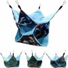 Small Animal fazhongfa | Small Animal Hanging Hammock Pet Swinging Bed 3 Tier Sleep Nap Sack Cage Accessories Kit Set Tunnel Ferret Rat Cave Sugar Glider Hideouts Warm Bedding For Squirrel Guinea Pig (Bluecat Pattern)