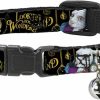 Small Animal Buckle-Down | Buckle-Down Breakaway Cat Collar - White Rabbit Poses Looking For Wonderland/Clocks Black/Golds - 1/2\" Wide - Fits 6-9\" Neck - Small