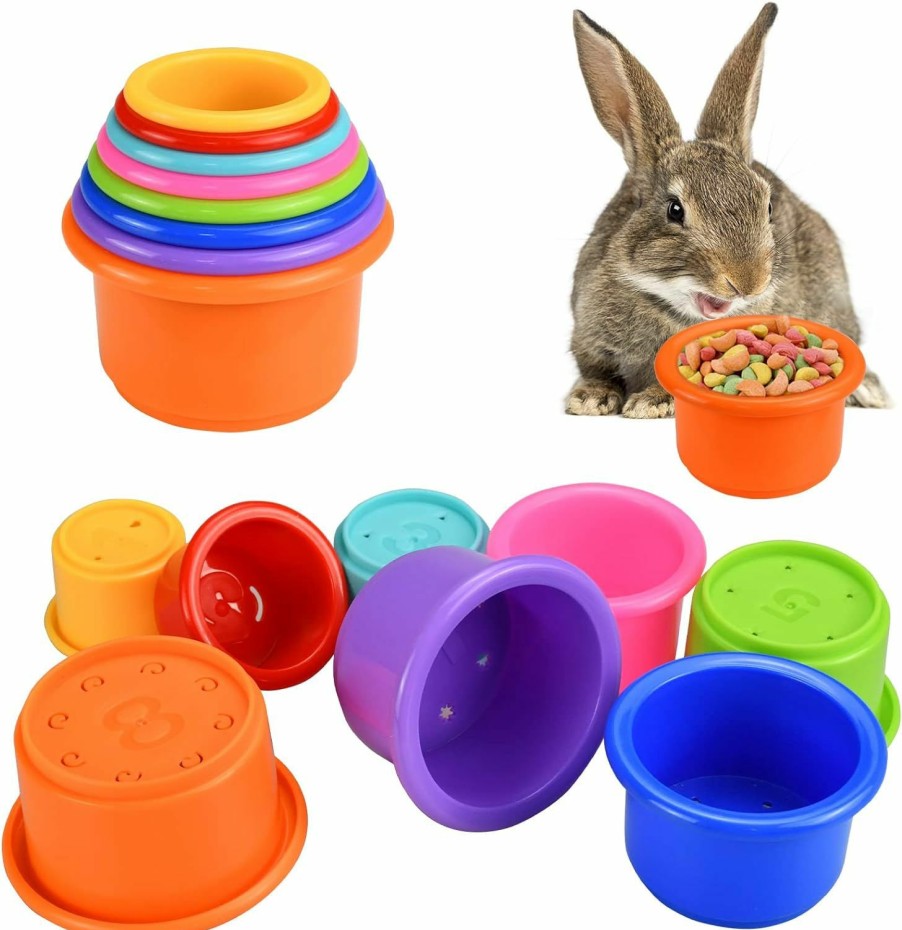 Small Animal CooShou | Cooshou Colorful Multi-Sized Stackable Cup Toys For Bunny Rabbit Gradient Nesting Toys For Small Animals Foraging Playing