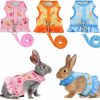 Small Animal ShuRung | Shurung Carrot Pattern Mesh Bunny Harness Rabbit Vest-Harness With Adjustable Straps For Small Animals Bright Colors Rabbit Harness With Leash For Kitten Rabbit Bunny Outdoor Walking M