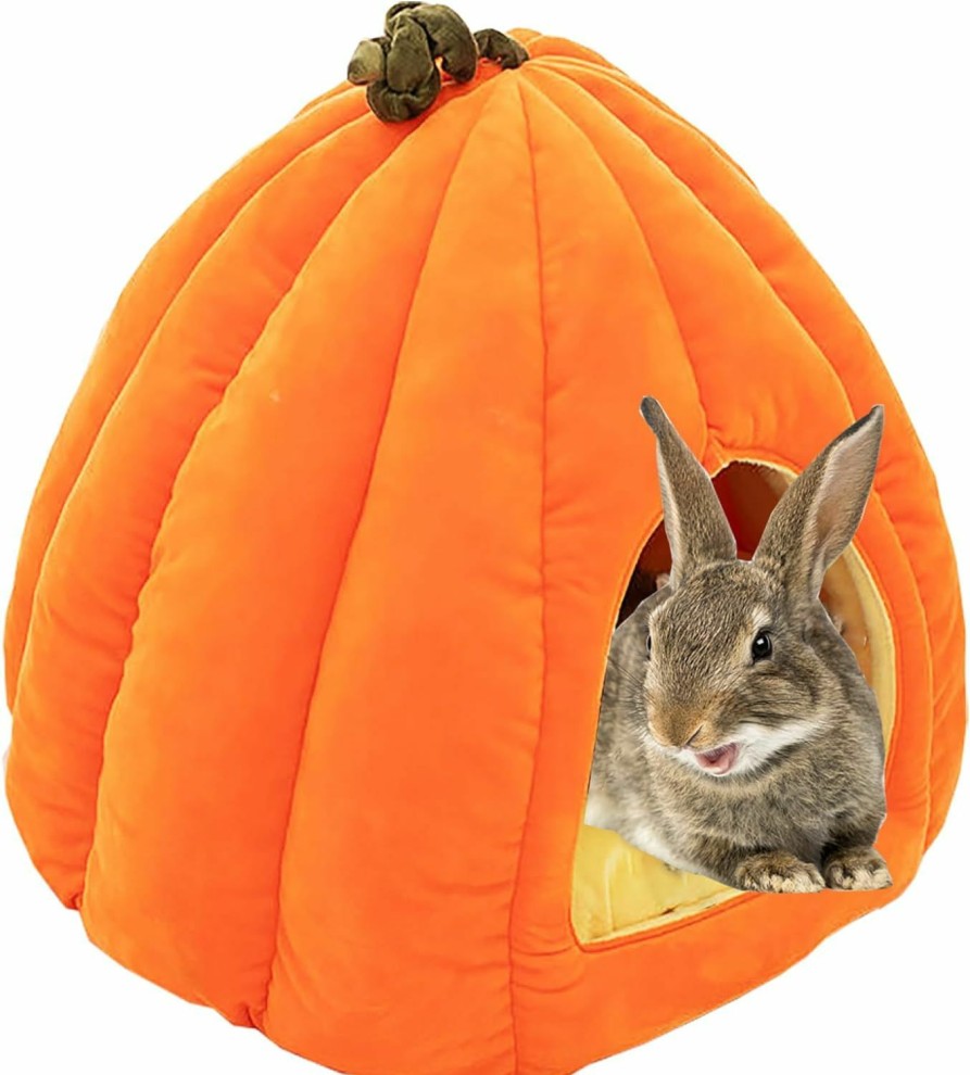 Small Animal ALI2 | Ali2 Halloween Rabbit Bed Pumpkin Bunny Bed Guinea Pig Bed Washable Rabbit House And Hideout Fleece Guinea Pig Hiding Hut For Rabbit Kitten Guinea Pigs Hamster Rats Chinchillas