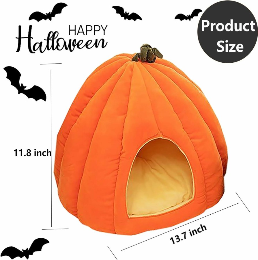 Small Animal ALI2 | Ali2 Halloween Rabbit Bed Pumpkin Bunny Bed Guinea Pig Bed Washable Rabbit House And Hideout Fleece Guinea Pig Hiding Hut For Rabbit Kitten Guinea Pigs Hamster Rats Chinchillas