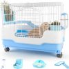 Small Animal BUCATSTATE | Bucatstate Small Animal Cage With Accessories, 25.5 * 17 * 20.8\" Inch Foldable Rabbit Cage Hutch With Pull Out Tray And Caster Platform For Ferret Chinchilla