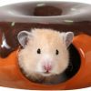 Small Animal WAYUTO | Wayuto Ceramic Hamster Hideout Doughnut Shape Hamster House Funny Summer Nest For Dwarf Hamster Gerbil Mice Golden Bear Orange