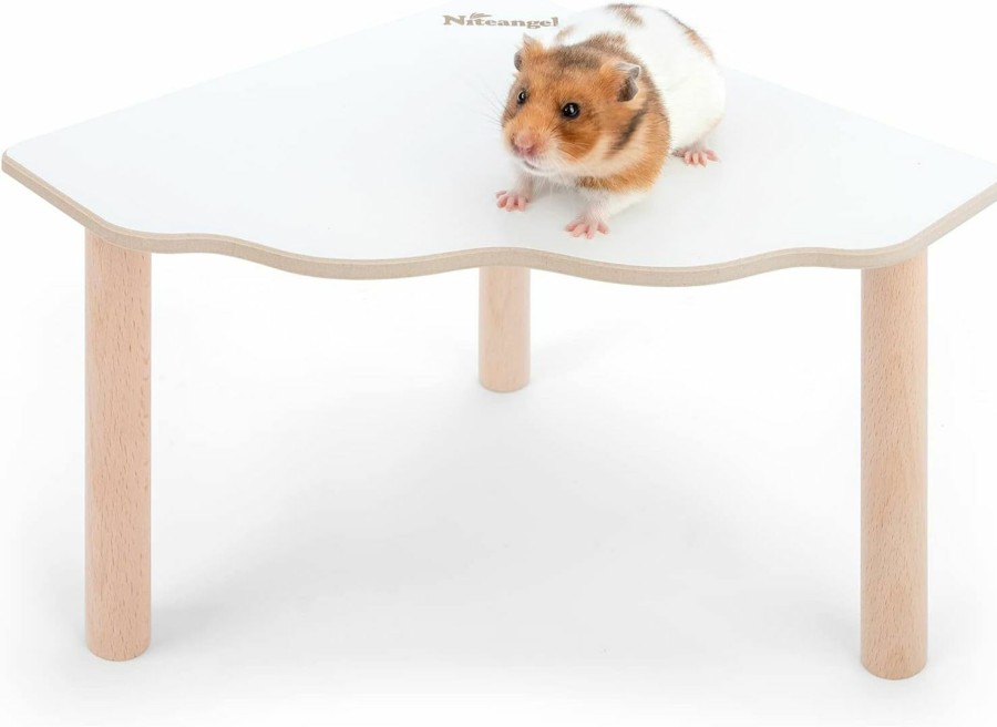 Small Animal Niteangel | Niteangel Hamster Play Wooden Platform For Dwarf Syrian Hamsters Gerbils Mice Degus Or Other Small Pets (Triangle - 5.9'' Height, Burlywood)