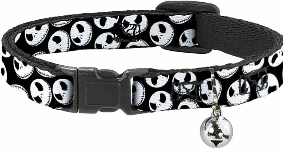 Small Animal Buckle-Down | Buckle-Down Breakaway Cat Collar - Nbc Jack Expressions Scattered Black/White - 1/2\" Wide - Fits 6-9\" Neck - Small