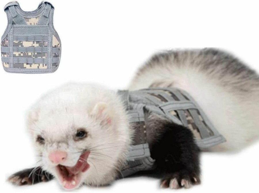 Small Animal HAICHEN TEC | Ferret Clothes Small Animals Harness Military Style Adjustable Shoulder Straps Soft Mesh Comfort Durable Nylon Padded Vest Ferret Guinea Pig Hamster Bunny Kitten Puppy Small Pet Clothes Accessory