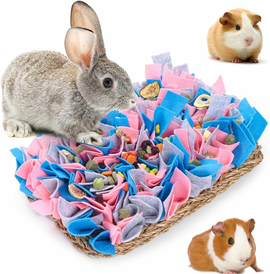 Small Animal VCZONE | Vczone 12\" X 8\" Rabbit Seagrass Snuffle Mat , Pure Hand-Woven Felt Cloth Pet Foraging Mat, Enrichment Toy Bed Activity Mat For Rabbits, Bunny, Guinea Pigs, Ferrets, Chinchillas, Small Animals (12*8In)