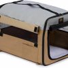 Small Animal Pet Life | Pet Life 'Easy Folding' Zippered Folding Collapsible Wire Framed Lightweight Pet Dog Crate Carrier, Large, Khaki