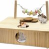 Small Animal kathson | Kathson Hamster Multi-Chamber Hideouts, Wooden House Maze Tunnels Exploring Toy Small Animal Activity Sport Playground Platform With Chew Molar Stone Toys For Dwarf Hamster Gerbils Mice Syrian