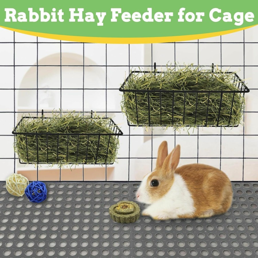 Small Animal BNOSDM | Bnosdm Rabbit Hay Feeder For Cage 2 Pack Metal Rabbit Hay Rack Less Waste And Mess Hanging Guinea Pig Hay Holder Manger For Bunnies Chinchillas Ferrets Small Animals