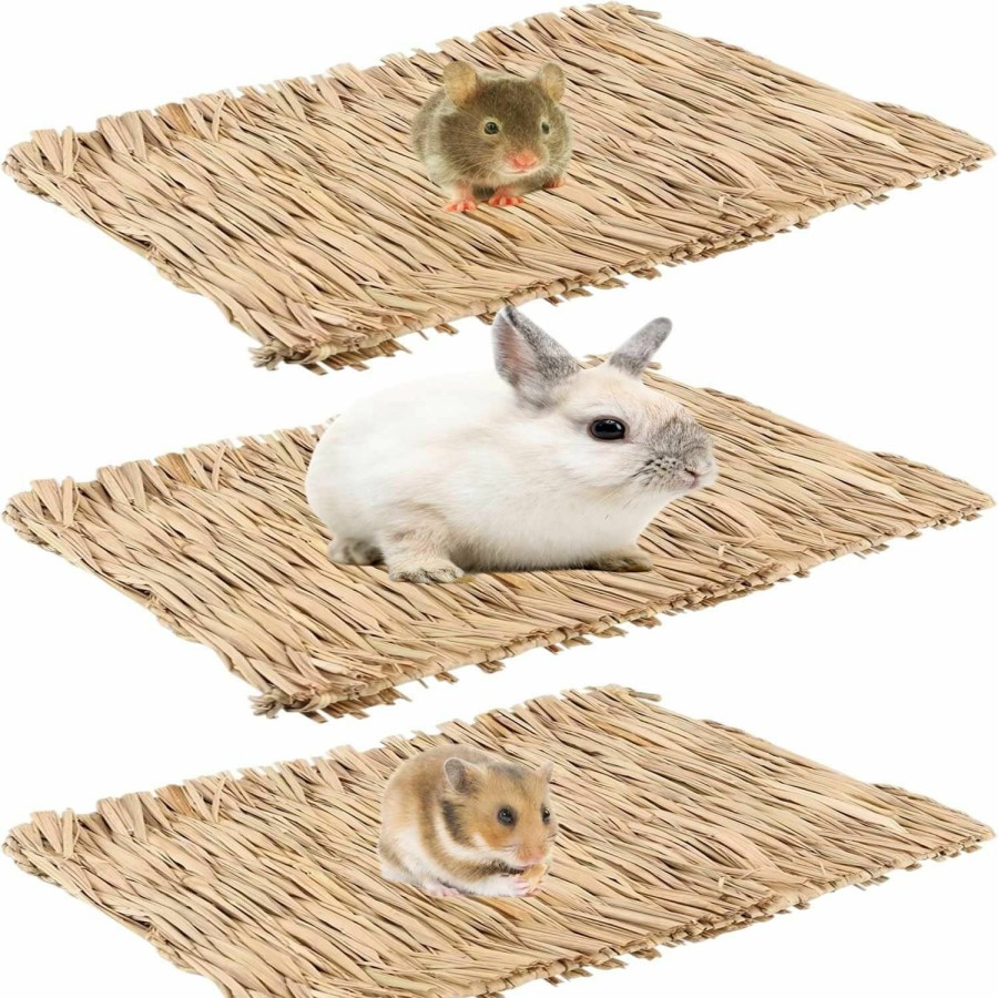 Small Animal ANDES | Rabbit Grass Mat, Bunny Natural Straw Woven Bed, Small Animal Cages Hay Nest Sleeping, Chewing, Nesting And Toys For Guinea Pig Hamster And Rat Bed Mat