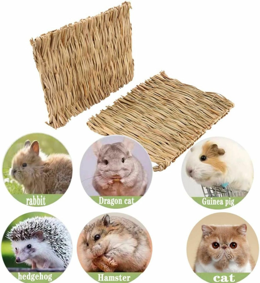 Small Animal ANDES | Rabbit Grass Mat, Bunny Natural Straw Woven Bed, Small Animal Cages Hay Nest Sleeping, Chewing, Nesting And Toys For Guinea Pig Hamster And Rat Bed Mat