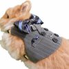 Small Animal HAICHEN TEC | Rabbit Clothes Formal Suit Harness With Striped Tie Adjustable Bunny Vest Halloween Cosplay Wedding Party Holiday Daily Wear Walking Harness Clothes For Bunny Kitten Puppy Chinchilla Guinea Pig (M)