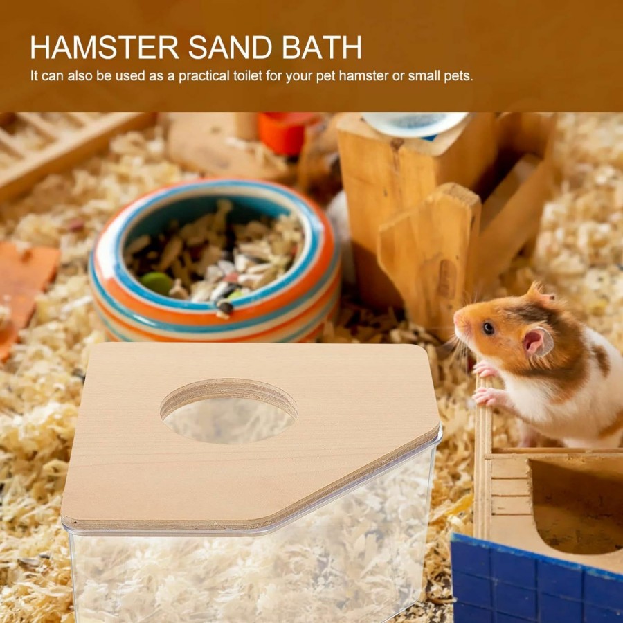 Small Animal Ipetboom | Ipetboom Hamster Sand Bath Hamster Sand Bath Box Transparent Acrylic Sand Bath Container Hamster Bathroom Chinchilla Sauna Small Pet Toilet Hideout Grooming Supplies Small Animal Sand Bath