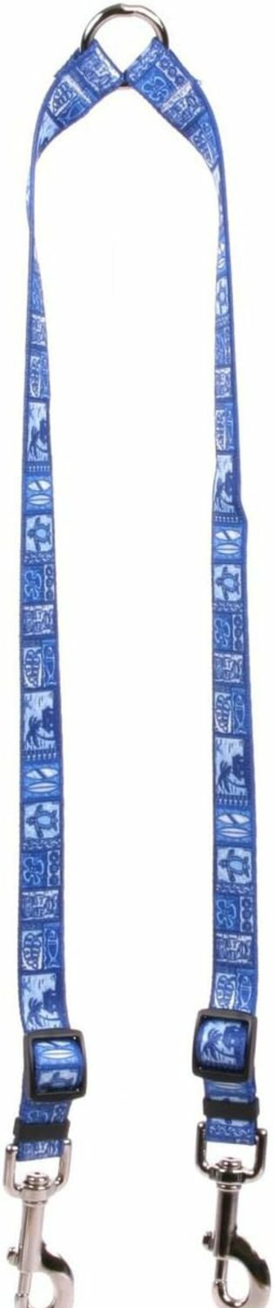 Small Animal Yellow Dog Design | Yellow Dog Design Tiki Blue Coupler Dog Leash-Size Large-1 Inch Wide And 12 To 20 Inches Long