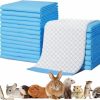 Small Animal HAICHEN TEC | Rabbit Pee Pads - Disposable Absorbent Leak-Proof Diaper, Small Animal Toilet Potty Training Pad Cage Liner For Bunny Guinea Pig Ferret Hedgehog Hamster Chinchilla Puppy (13''X18''- 100 Counts, Blue)