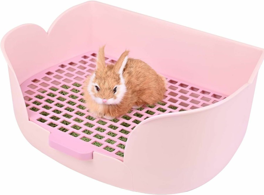 Small Animal RUBYHOME | Rubyhome Large Bunny Litter Box (17\" X 11.9\" X 6.2\") Small Animal Litter Pet Toilet Potty Trainer Corner Litter Bedding Box Pet Pan For Rabbit Guinea Pig Easy To Clean (Orange)