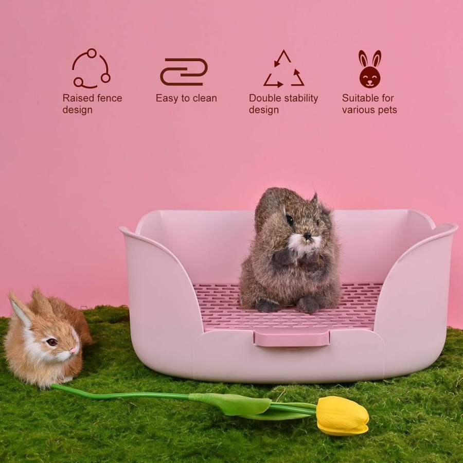 Small Animal RUBYHOME | Rubyhome Large Bunny Litter Box (17\" X 11.9\" X 6.2\") Small Animal Litter Pet Toilet Potty Trainer Corner Litter Bedding Box Pet Pan For Rabbit Guinea Pig Easy To Clean (Orange)