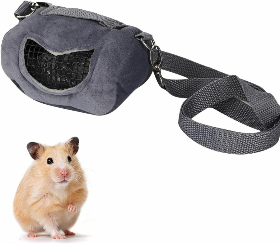 Small Animal Zerodis | Zerodis Pet Hamster Carrier Bag Flannelette Portable Breathable Outgoing Bag For Small Pets Guinea Pig Squirrel Chinchilla Gray (S)