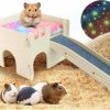 Small Animal MESIXI | Mesixi Guinea Pig Cage Castle, Wooden Guinea Pig Hideout With Cave Stairs Mat, Small Animal Wooden House Bed Hut Habitats For Hamster Bunny Chinchilla Rabbit Pigs Playing Toys Sleeping Hiding 14-W-S