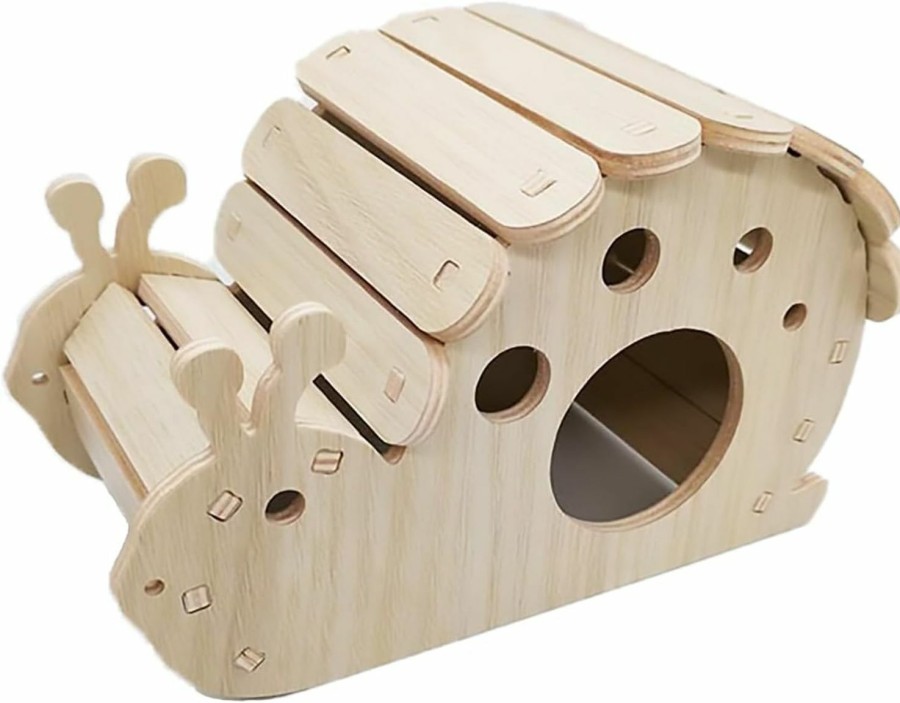 Small Animal Sirvarni | Sirvarni Hamster Hideouts Cages Toys Accessories Hamster Houses And Habitats Wooden Hides Huts Snail Shape For Dwarf Gerbils And Mouse Mice Rat Other Small Animals Etc.