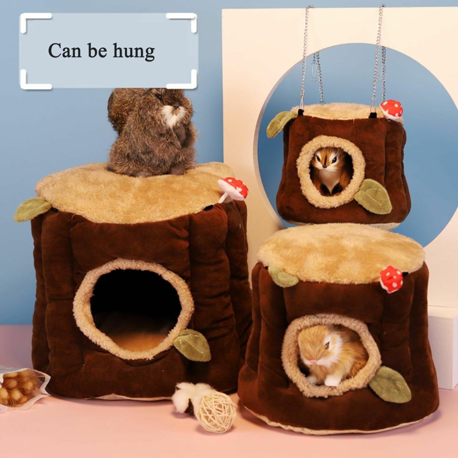 Small Animal Yfdkeey | Small Guinea Pig Bed With 2 Hook, 7.48*7.09'' Young Guinea Pig Hideout Hamster Bed Rabbit House, Washable Warm Sleeping House For Small Pet, Ferret, Chinchilla, Bunnies| Winter & All Seasons