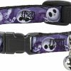 Small Animal Buckle-Down | Buckle-Down Cat Collar Breakaway Jack Expressions Ghosts In Cemetery Purples Grays White 9 To 15 Inches 0.5 Inch Wide