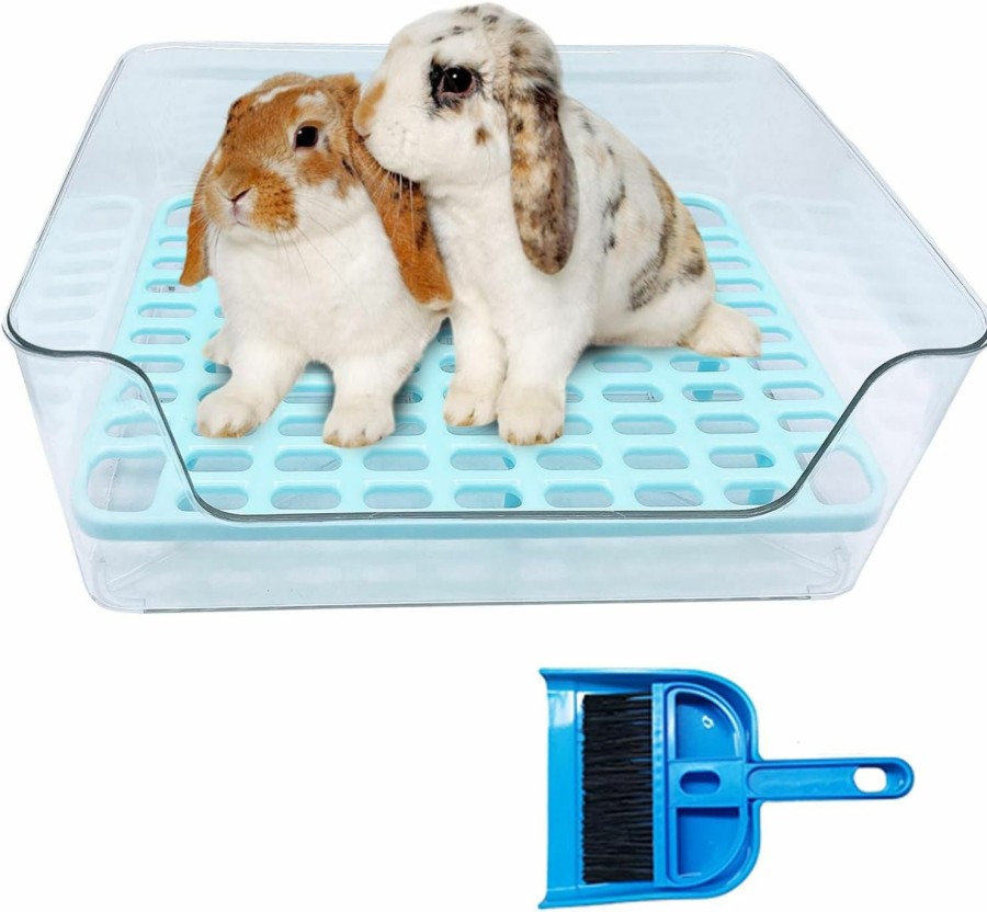 Small Animal Tfwadmx | Tfwadmx Transparent Rabbit Litter Box Large Guinea Pig Potty Training Litter Box Small Animal Corner Litter Bedding Box Pan Toilet For Ferret,Chinchilla,Galesaur(Blue)