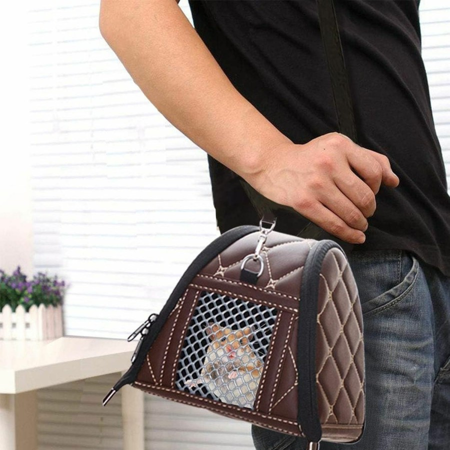 Small Animal Hamiledyi | Hamiledyi Hamster Carrier Bag,Portable Hamster Outgoing Travel Bag Breathable Pouch Leather Bag For Syria Hamster Mouse Sugar Glider Hedgehog