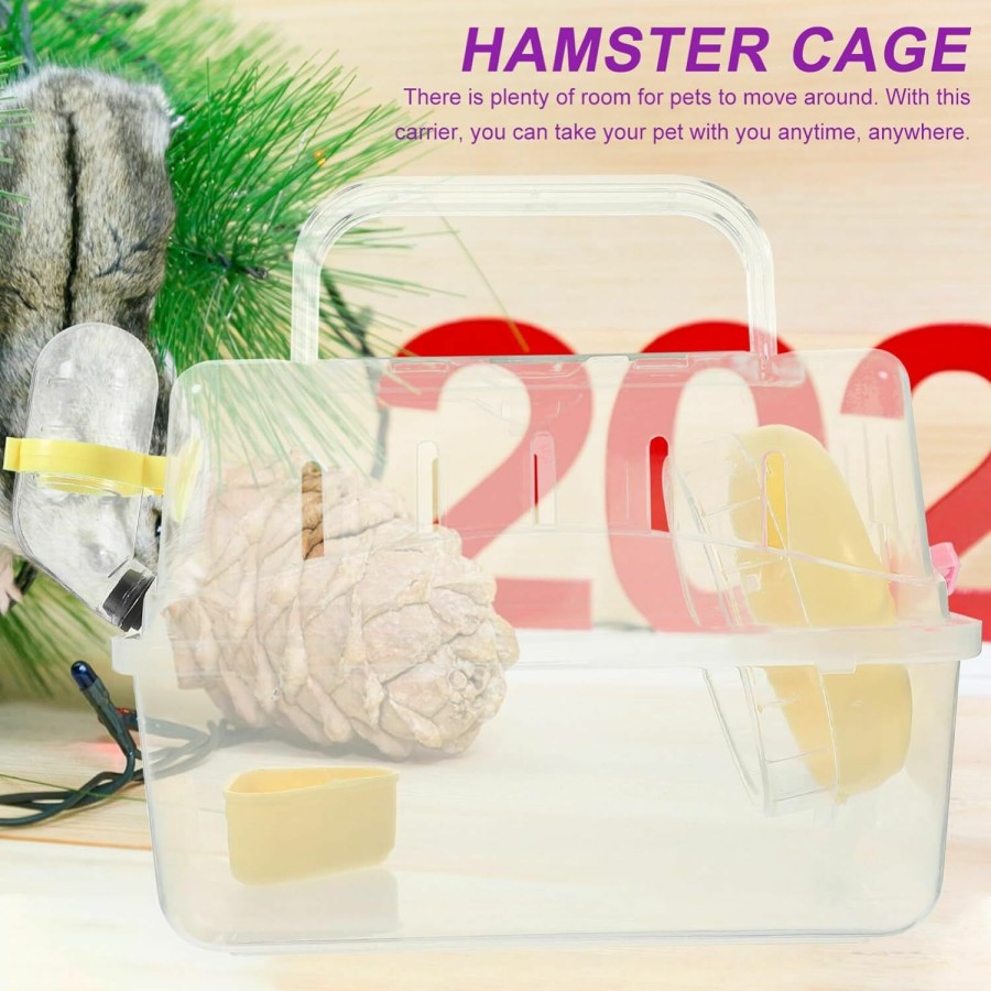 Small Animal POPETPOP | Popetpop Hamster Cage Clear Tub Compact Hamster Bath Basin Travel Hamster Case Small Carry Case Hamster Travel Carrier Hamster Carrier Hamster Carrying Take Abs Guinea Pig