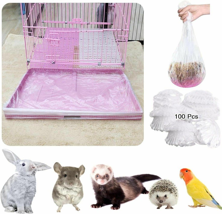 Small Animal BNOSDM | Bnosdm Extra Large Rabbit Cage Liners Disposable-100 Pcs Plastic Bunny Cage Bedding Set Universal Film With Elastic For Chinchilla Ferret Bird Cage Guinea Pig Easy To Clean 59 Inch