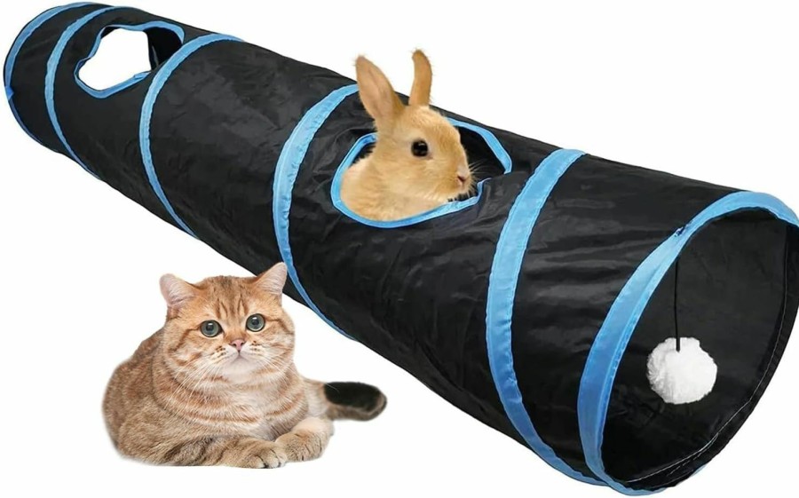 Small Animal kathson | Kathson Rabbit Tunnel Guinea Pig Tunnel Bunny Hideout Tunnel Cat Tunnels For Indoor Bunnies Small Animal Collapsible Hideaway Toys For Chinchillas Ferrets Guinea Pigs Gerbils Hamsters Rats (Black)