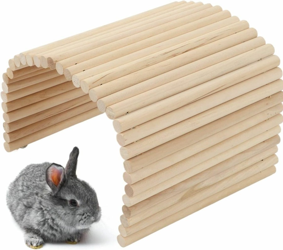 Small Animal Tnfeeon | Tnfeeon Wooden Hamster Bridge,Birch Rodents Chewing Climbing Tunnel Small Animal Bendy Bridge Ramp Hut Hideout For Guinea Pigs Hedgehogs Chinchillas And Other Rodents