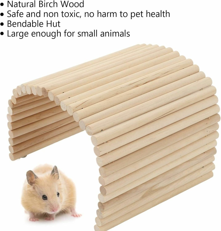 Small Animal Tnfeeon | Tnfeeon Wooden Hamster Bridge,Birch Rodents Chewing Climbing Tunnel Small Animal Bendy Bridge Ramp Hut Hideout For Guinea Pigs Hedgehogs Chinchillas And Other Rodents