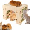 Small Animal Midollarle | Midollarle Rabbit Houses And Hideouts Guinea Pig Hideout And Tunnel With Hay Feeder 3-In-1 Hay Rack Stand Tunnel Wooden Castle For Bunnies Guinea Pigs Chinchillas