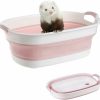 Small Animal HAICHEN TEC | Foldable Ferret Bathtub With Drainage Hole - Plastic Collapsible Small Animal Swimming Pool Multifunctional Portable Folding Washing Tub For Ferret Guinea Pig Bearded Dragon Kitten Puppy (Pink)