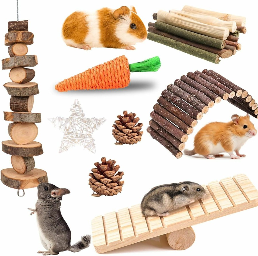 Small Animal Grddaef | Grddaef Hamster Toys, Rabbit Chew Toys Guinea Pig Enrichment Toys Cage Accessories For Chinchilla Gerbils Rats Bunny Squirrels