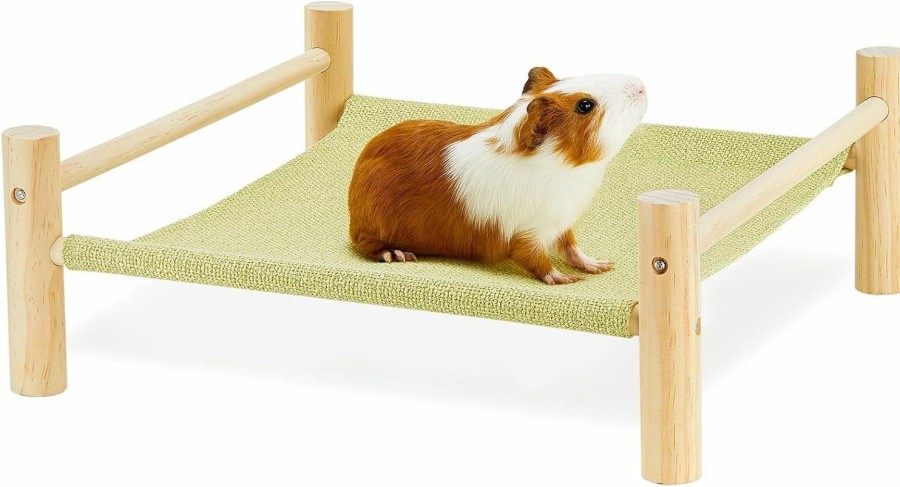 Small Animal Jevnd | Jevnd Guinea Pig Hammock Bed, Wooden Elevated Dwarf Rabbit Bed, Guinea Pig Hideout Bed, More Stable Small Animal Sleeping Bed For Dwarf Bunny Chinchilla Rat Ferret Hedgehog Laying Habitat