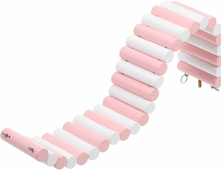 Small Animal LUOZZY | Luozzy Hamster Suspension Bridge Toy Long Climbing Wooden Ladder For Hamsters Mice Mouse Gerbils Sugar Glider Rat - Pink 6X40Cm