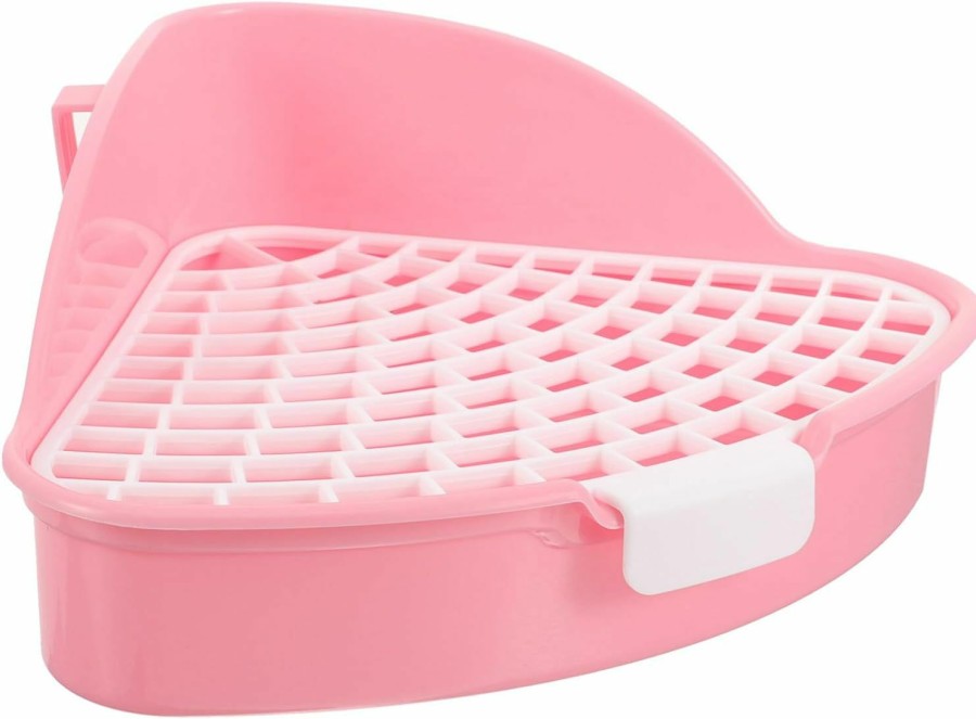 Small Animal POPETPOP | Popetpop Bunny Litter Box- Triangle Potty Trainer Corner Bunny Toilet Rabbit Toilet Tray Guinea Pig Litter Box Bedding For Indoor Rabbit Chinchilla Hamster Ferret Small Animal(Pink)