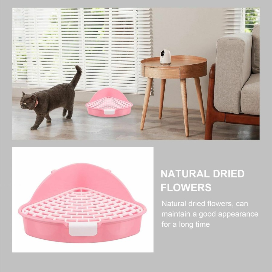 Small Animal POPETPOP | Popetpop Bunny Litter Box- Triangle Potty Trainer Corner Bunny Toilet Rabbit Toilet Tray Guinea Pig Litter Box Bedding For Indoor Rabbit Chinchilla Hamster Ferret Small Animal(Pink)