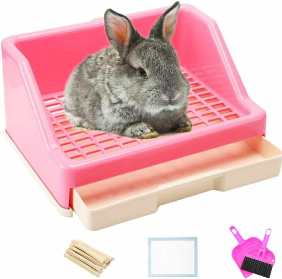 Small Animal Hamiledyi | Hamiledyi 14 Pcs Rabbit Litter Box With Drawer Urinal Pad Pet Toilet Cage Trainer Corner Potty Cleaner Broom Brush Dustpan For Guinea Pigs Chinchilla Ferret Bunny Hedgehog Small Animals(Blue)